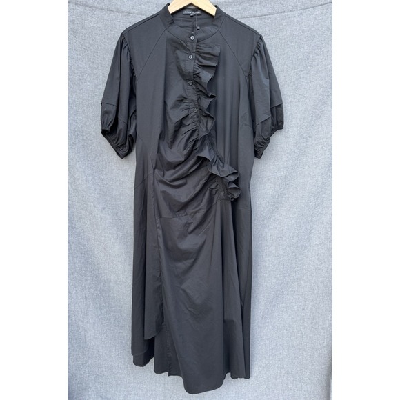 Buxom Couture Dresses & Skirts - Buxom Couture 3X Black Dress Ruffle‎ Detail Puff Sleeve Midi Party Cocktail
